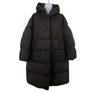 Uniqlo & Jill Sander +J Down Black Long Puffer Coat Sz XL Collab Hood